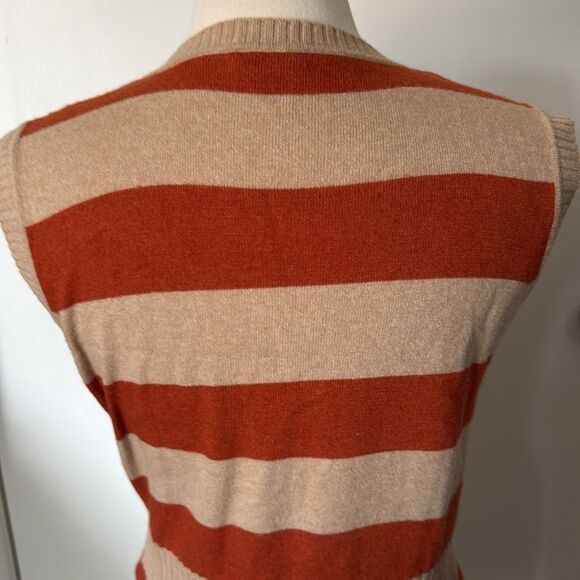 Valentino Cashmere Wool Striped Pullover Medium Sleeveless‎ Sweater Too Blouse - Picture 8 of 9